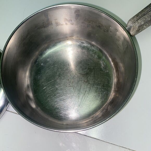 Vintage Revere Ware 1 Qt Pan Pot With Lid 5.5" Clinton, Ill. Copper Bottom - Picture 3 of 9